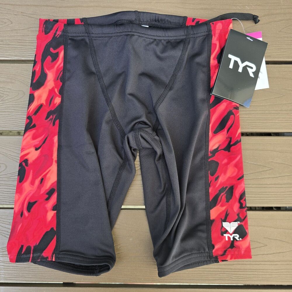 TYR Youth Boy's Durafast Elite Draco Hero Red/black Jammer Sz 26 NEW
